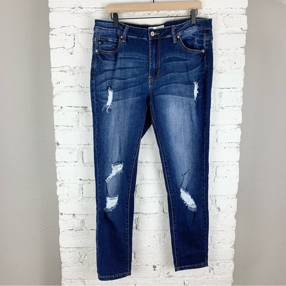 KanCan Saskia Distressed Dark Wash Skinny Jeans XL - Picture 5 of 14